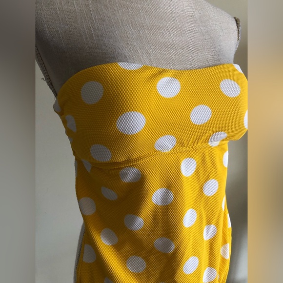 Elie & Bella One-piece yellow white polka dots back tie swimsuit size L - Picture 4 of 9